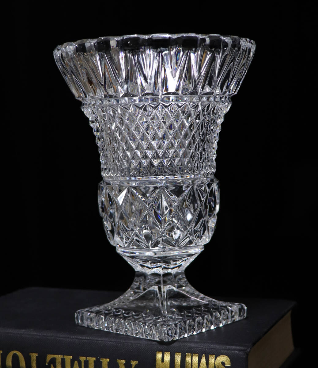 オールド・バカラ (BACCARAT) 極稀少 1900年頃 ダイヤモンドカット メディチ 切子 花瓶 ディアマン ビゾー カレ 壺 アンティーク 春海商店 _画像2