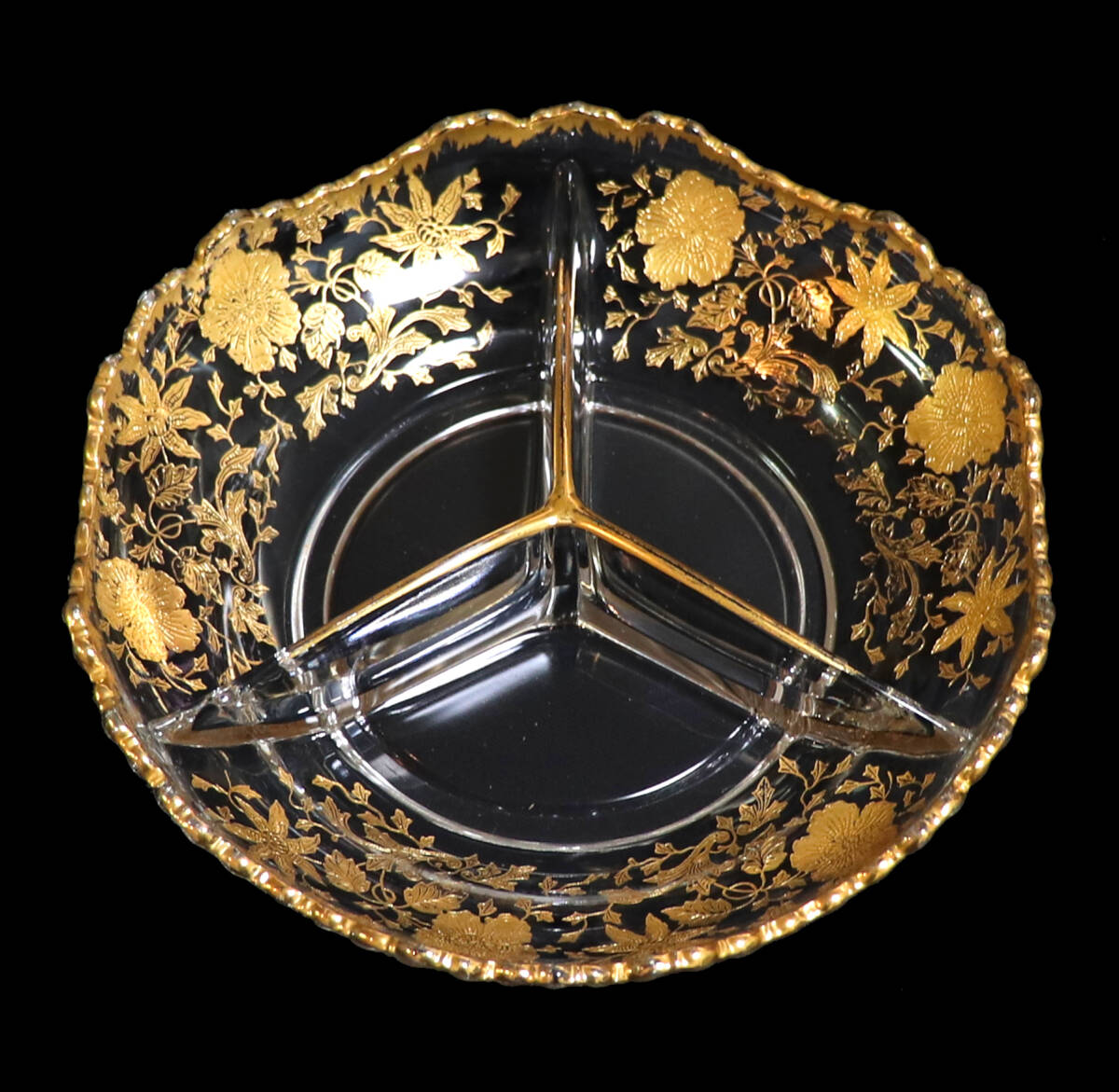 オールド・バカラ (BACCARAT) 金彩花柄 トレー 仕切り 小物入れ オールド・バカラ (BACCARAT) 金彩花柄 トレー 仕切り 小物入れ