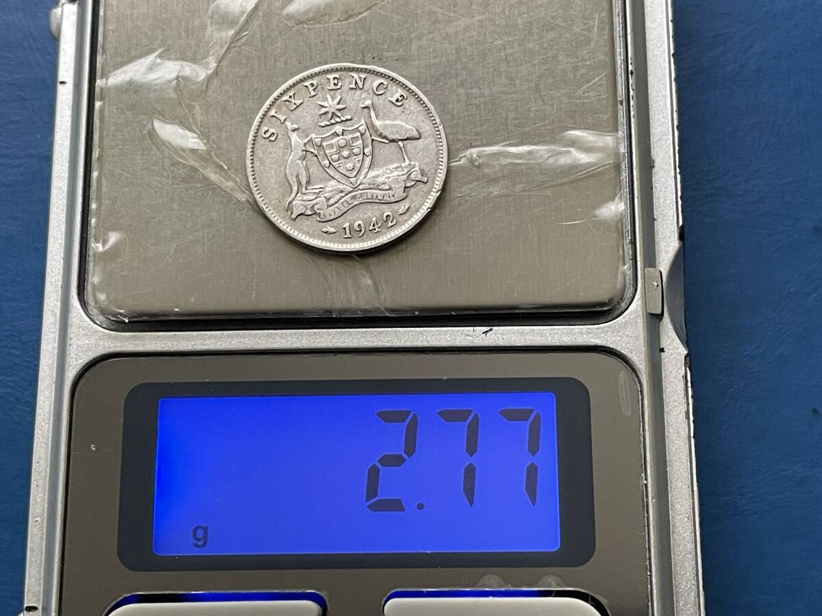 ☆【1942年オーストラリア6ペンス銀貨：美品、ジョージ6世、カタログ値（2.82ｇ、silver925）】銀貨　M337☆_画像4