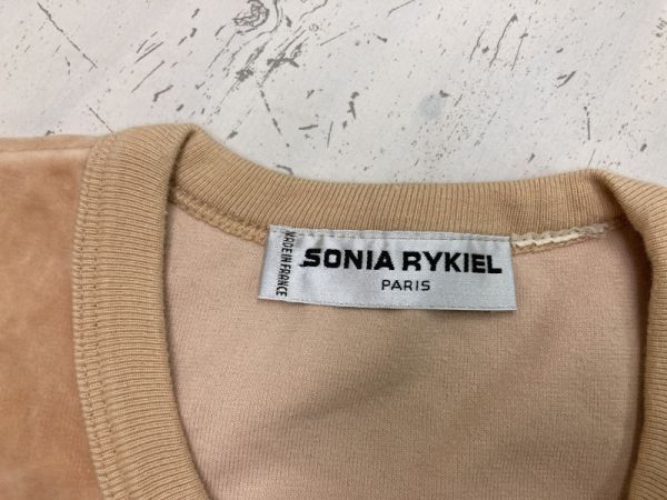 フランス製 ソニアリキエル SONIA RYKIEL レトロ モード アンティーク調 古着 起毛 ベロア チュニック トップス レディース ベージュ_画像2