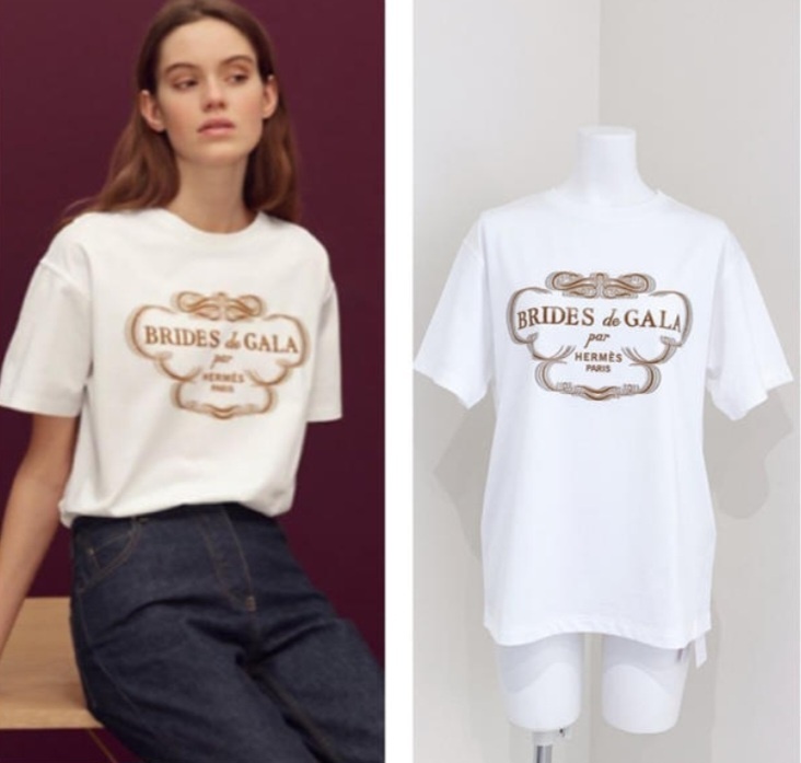 未使用に近い★エルメス HERMES Brides de Gala Tシャツ ホワイト 半袖Ｔシャツ コットン100％ 34 レディース トップスの画像1