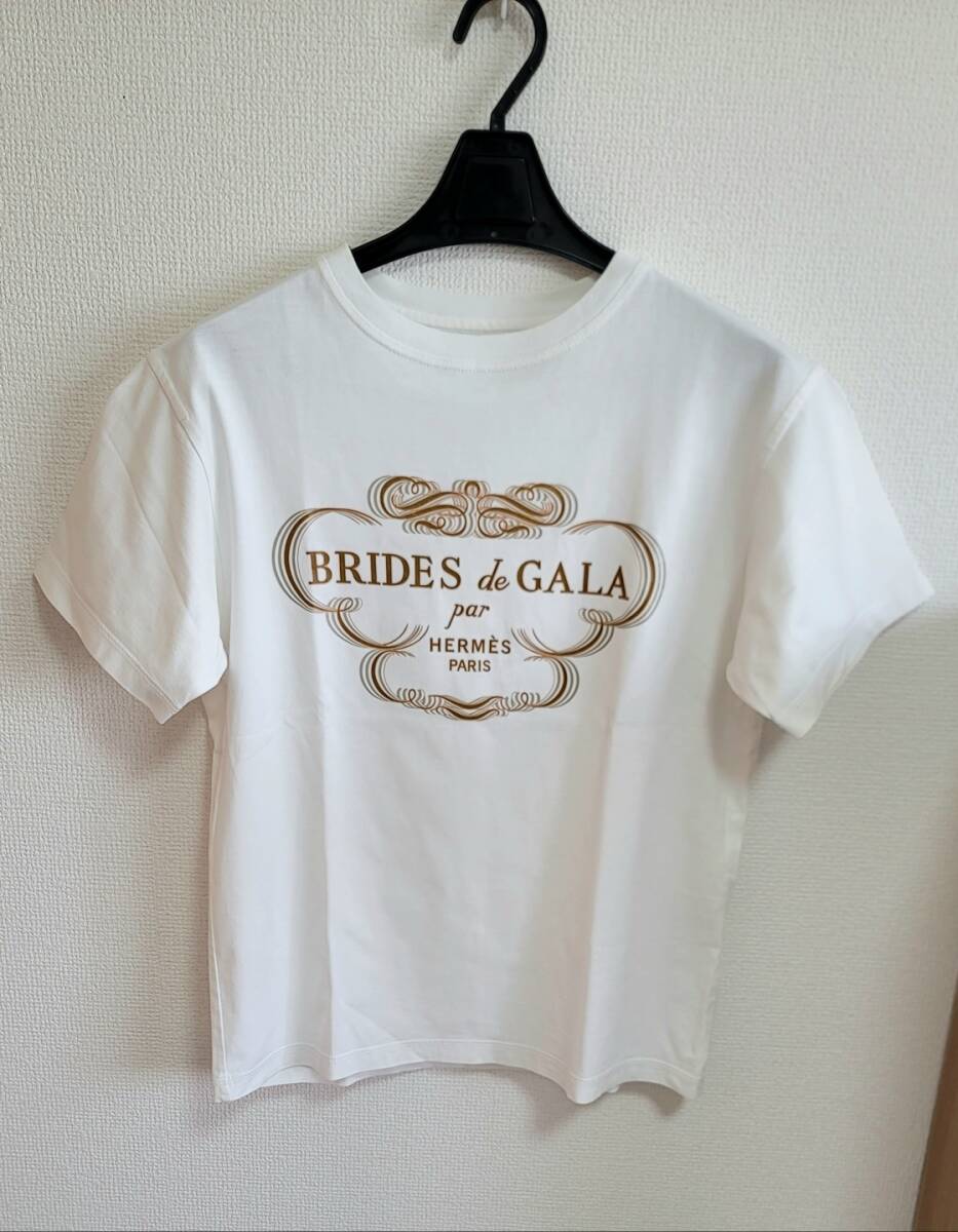 未使用に近い★エルメス HERMES Brides de Gala Tシャツ ホワイト 半袖Ｔシャツ コットン100％ 34 レディース トップスの画像2