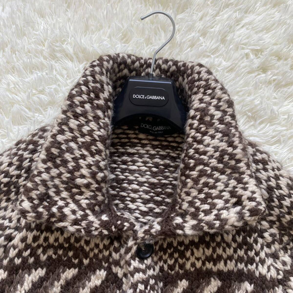  beautiful goods / M corresponding * Dolce & Gabbana [. person. manner .] DOLCE&GABBANA sweater cardigan total pattern couch n wool alpaca rib knitting 