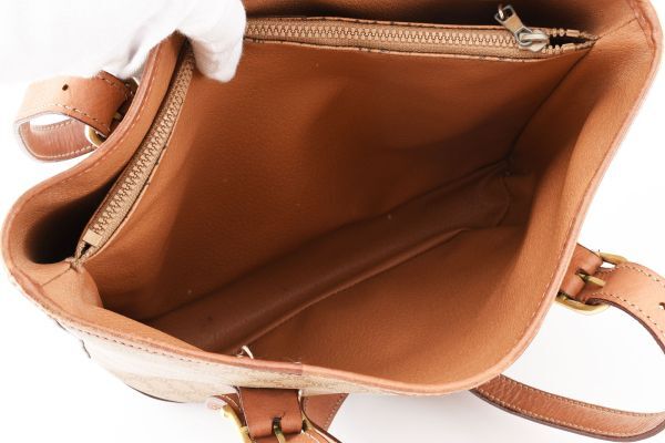 1円 CELINE　ヴィンテージ　セリーヌ　マカダム　コーティングキャンバス　レザー　トートバッグ　バケツ　ハンドバッグ　ブラゾン　24-706_画像9