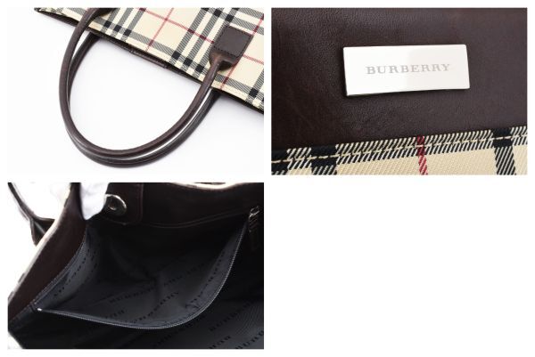 1円 BURBERRY　バーバリー　ノバチェック　ハウスチェック　レザー　ハンドバッグ　トートバッグ　ロゴプレート　24-708_画像10