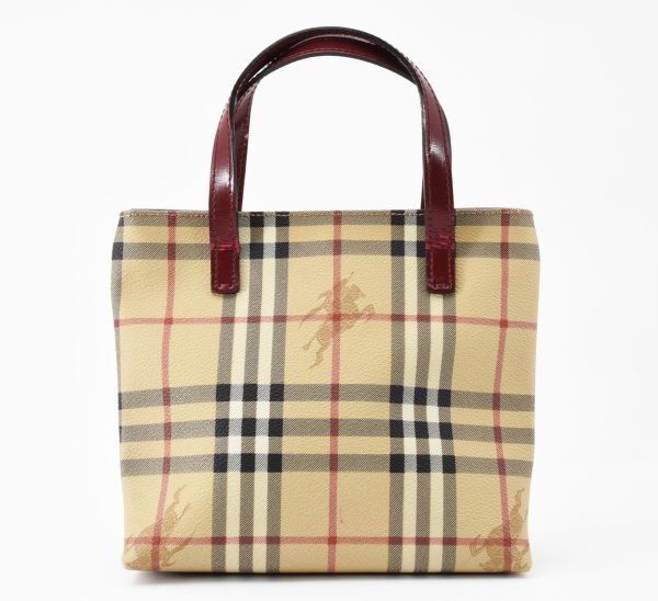 1円 BURBERRY バーバリーロンドン ノバチェック ハウスチェック ホースシャドウ ハンドバッグ ミニトートバッグ ロゴ 24-856の画像1