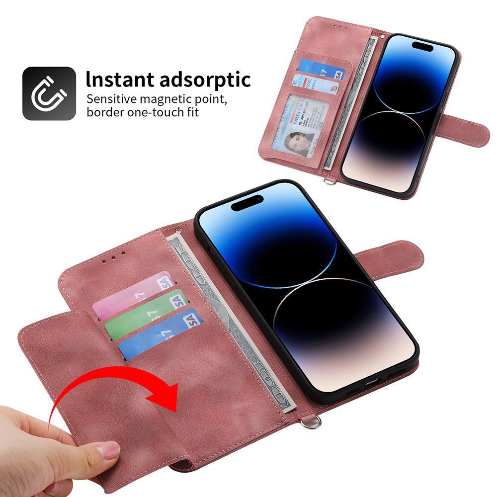 iphone12手帳型ケース iphone12pro 手帳型 スマホケース カード収納iPhone12ケース ピンク