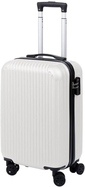 ホワイト Sサイズ 大容量35L 2〜3泊用 スーツケース キャリーケース PC材質 耐衝撃 超軽量 静音 360度回転 ダブルキャスター TSAロック 白の画像2