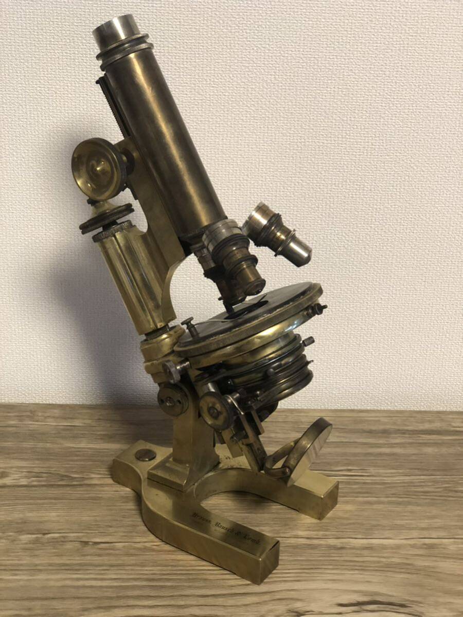 KRAUSS BAUSCH & LOMB 顕微鏡 真鍮製 現状品 クラウス ボッシュ ロム マイクロスコープ レトロ アンティーク ヴィンテージ_画像1