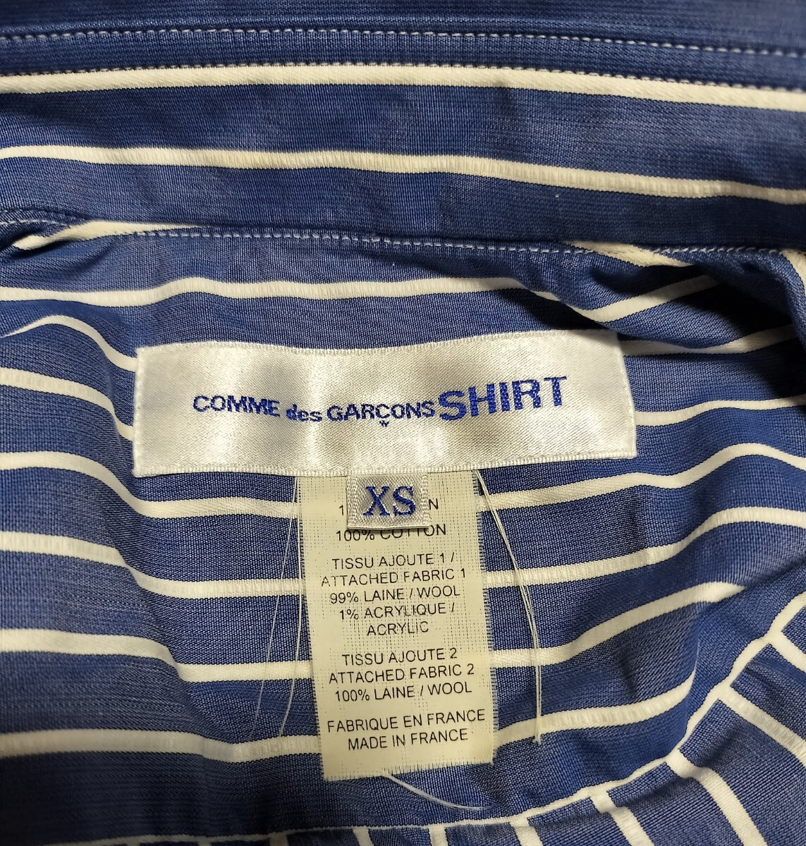 コム・デ・ギャルソンシャツ　フランス製　異素材ドッキング　オープンカラーシャツ　XS _画像2