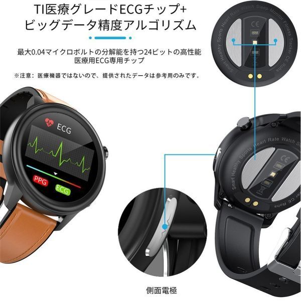 即納 スマートウォッチ 日本製センサー 心電図 体温測定 心拍 血圧 血中酸素濃度計 正確 歩数 日本語 説明書 IP68防水 腕時計 ブレスレット_画像3