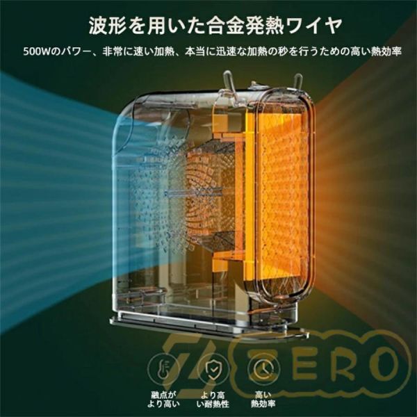 電気ヒーター 小型 速暖 静音 省エネ 足元 脱衣所 暖房 ファンヒータ 暖房器具 過熱保護 オフィス おしゃれ 恒温機能 冬 寒い プレゼント_画像6