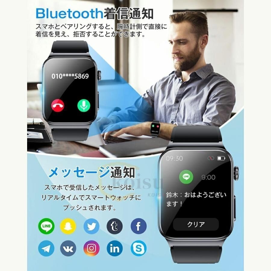  smart watch . sugar price telephone call function blood pressure measurement heart electro- map PPG+ECG body temperature . middle oxygen heart rate meter arrival notification 1.83 -inch Japanese pedometer IP68 waterproof 067