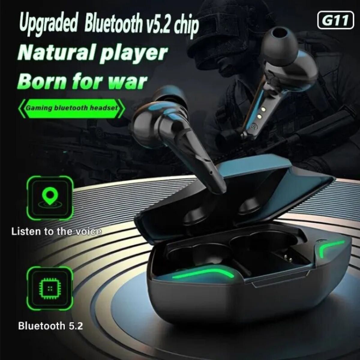 Bluetooth ワイヤレスイヤホン ゲーミングイヤホン ブラック