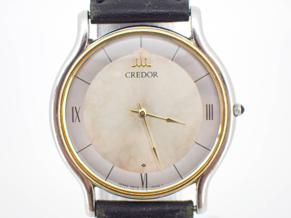 SEIKO セイコー 腕時計 CREDOR クレドール 18K ベゼル 5A74-0020 クォ―ツ 電池交換済み 稼働品_画像1