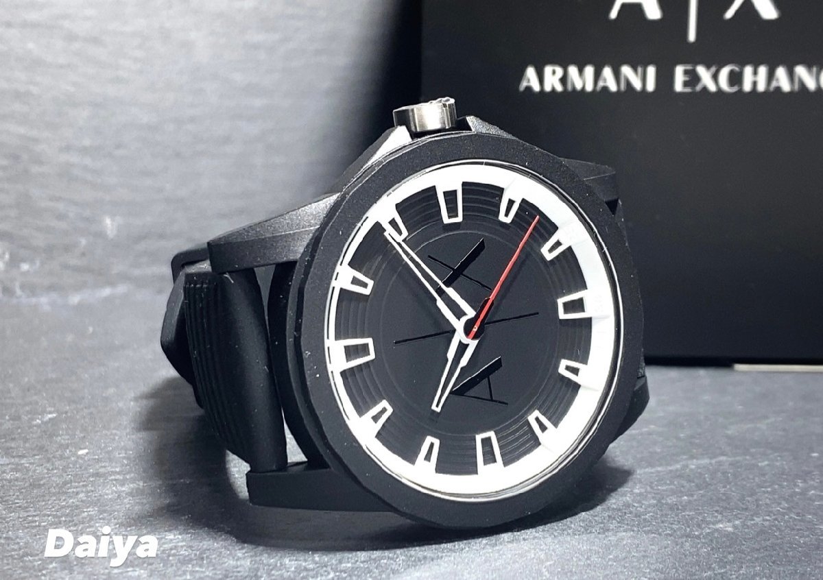 新品 AX ARMANI EXCHANGE アルマーニ エクスチェンジ 正規品 腕時計 アナログ腕時計 クオーツ 3気圧防水 ラバーベルト ブラック プレゼント_画像6