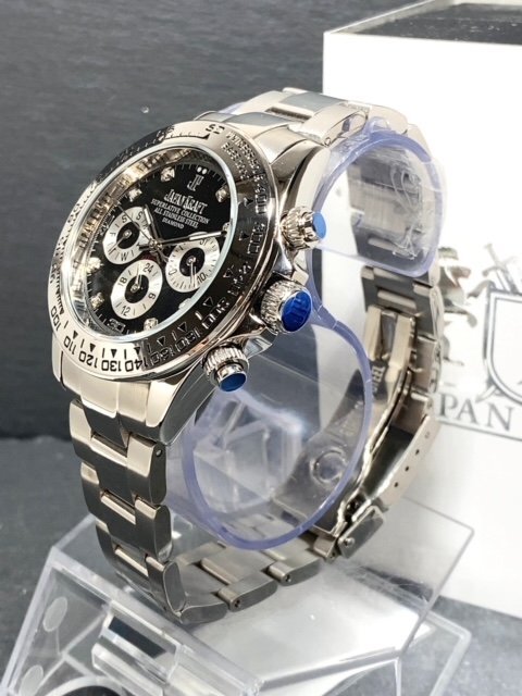 天然ダイヤモンド付き 新品 JAPAN KRAFT ジャパンクラフト 腕時計 正規品 クロノグラフ コスモグラフ 自動巻き 機械式 シルバー ブラック_画像4