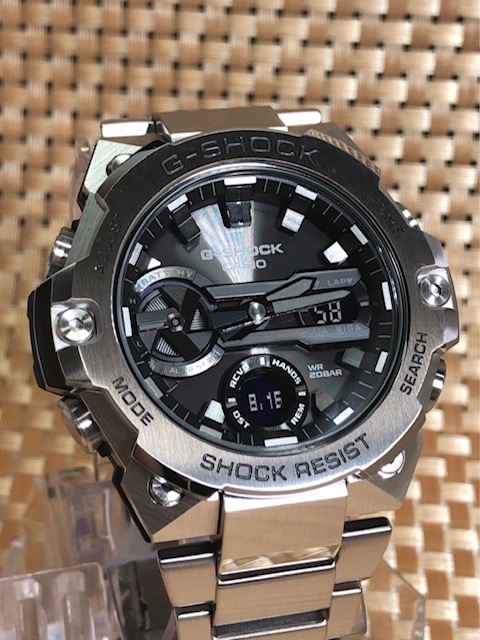 新品 CASIO カシオ 正規品 G-SHOCK ジーショック Gショック 腕時計 シルバー G-STEEL ソーラー アナデジ腕時計 多機能腕時計 GST-B400D-1Aの画像5