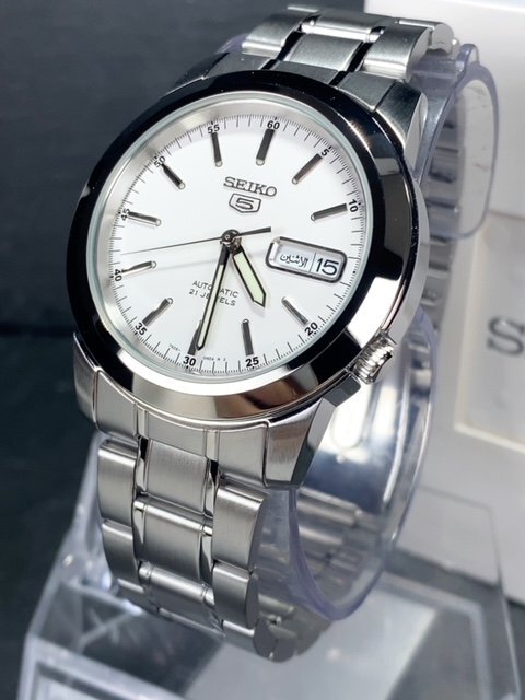 新品 SEIKO セイコー 正規品 腕時計 SEIKO5 セイコー5 オートマチック 自動巻き 防水 アナログ カレンダー ステンレス ホワイト プレゼント_画像4