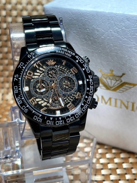 新品 正規品 ドミニク DOMINIC 自動巻き 腕時計 マルチファンクション プレゼント オートマティック カレンダー フルスケルトンの画像3