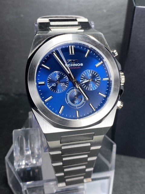 新品 テクノス TECHNOS 正規品 腕時計 アナログ腕時計 クオーツ ステンレス クロノグラフ 5気圧防水 多機能 シルバー ブルー プレゼントの画像2