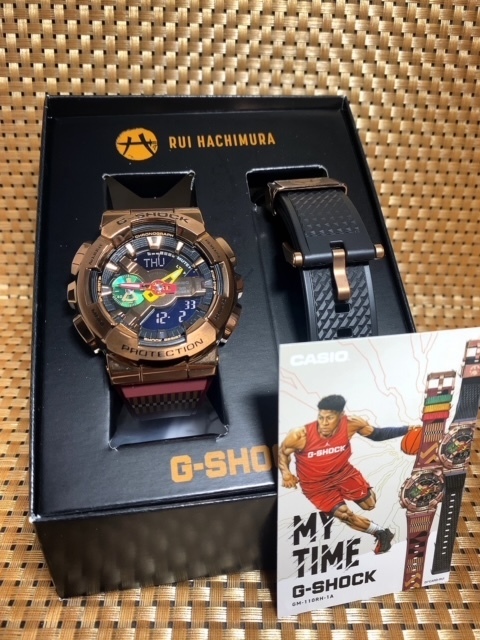 新品 カシオ CASIO Gショック G-SHOCK 八村塁 シグネチャーモデル メンズ メタルカバード ブラック＆ゴールド ラスタカラー GM-110RH-1_画像3