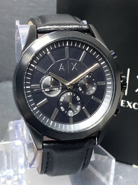  новый товар AX ARMANI EXCHANGE Armani Exchange стандартный товар наручные часы хронограф календарь аналог кварц водонепроницаемый кожа черный 