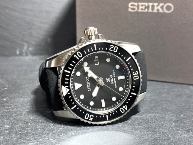 国内正規品 新品 腕時計 SEIKO セイコー PROSPEX プロスペックス ソーラー ダイバースキューバ ラバーベルト ブラック カレンダー SBDN075_画像6