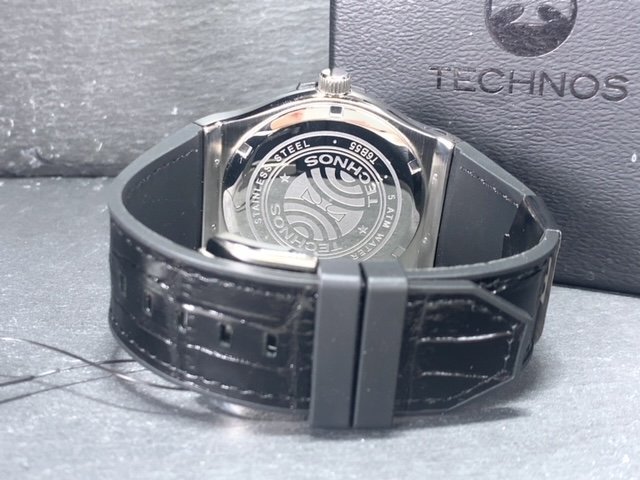 新品 腕時計 正規品 TECHNOS テクノス クオーツ アナログ腕時計 5気圧防水 ウレタンバンド シンプル シルバー 3針 メンズ プレゼント_画像8