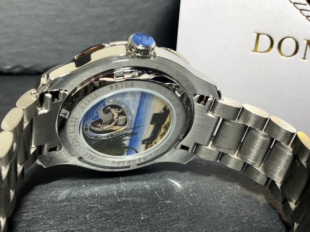 限定モデル 秘密のからくりギミック搭載 新品 DOMINIC ドミニク 正規品 手巻き腕時計 ステンレスベルト アンティーク腕時計 グリーン_画像8