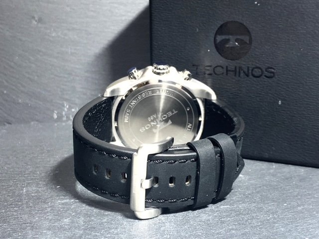 新品 TECHNOS テクノス 腕時計 正規品 アナログ腕時計 クオーツ クロノグラフ 日常生活強化防水 レザーベルト メンズ ブラック プレゼント_画像7