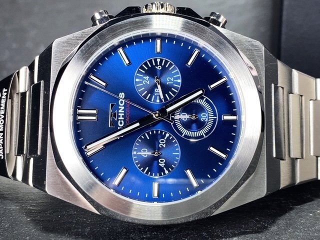 新品 テクノス TECHNOS 正規品 腕時計 アナログ腕時計 クオーツ ステンレス クロノグラフ 5気圧防水 多機能 シルバー ブルー プレゼントの画像6