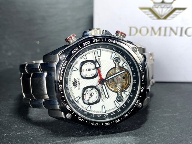 新品 正規品 ドミニク DOMINIC 自動巻き 手巻き 腕時計 オートマティック カレンダー 5気圧防水 ステンレス ブラック ホワイト プレゼント_画像7