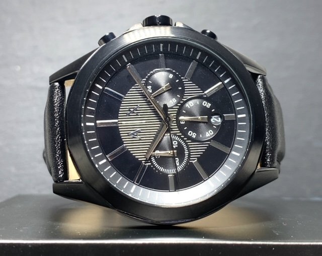 新品 AX ARMANI EXCHANGE アルマーニ エクスチェンジ 正規品 腕時計 クロノグラフ カレンダー アナログ クオーツ 防水 レザー ブラック_画像5