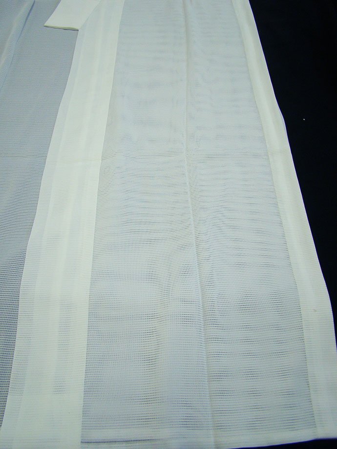 時代屋 美品 夏物 裄64.4cm 絽 白地 長襦袢 正絹 半衿付 仕立上り 150cm～155cm Js555_画像5