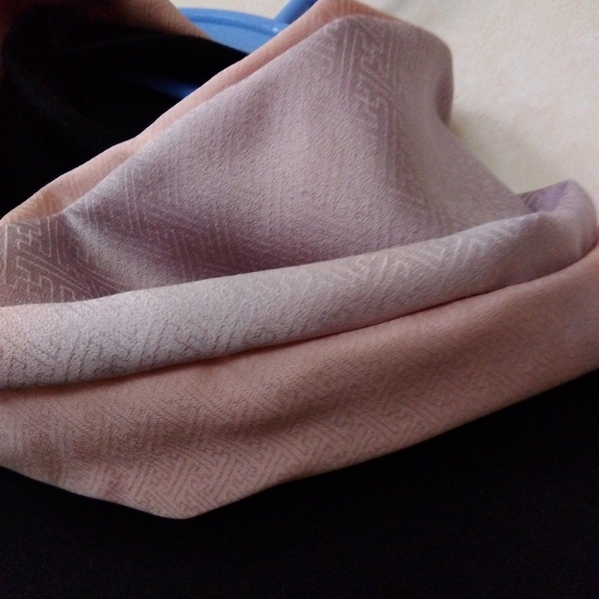 （シルク100％）正絹訪問着のリメイク　ひねりスヌード　紫×ピンク