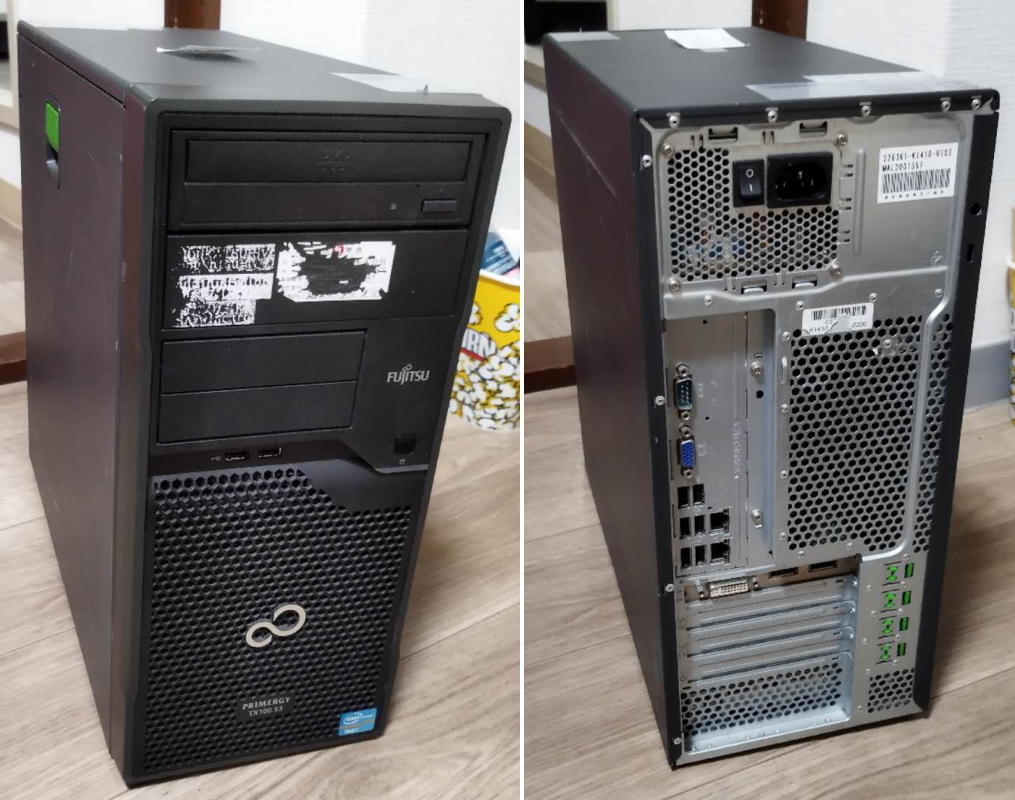 速い！PRIMERGY-TX100-S3/Xeon-E3-1220V2/12GB/SSD120GBx2(RAID1)+HDD500GBx2(RAID1)/Win11Pro/FX1800/LANx2/２画面/中古品_画像1