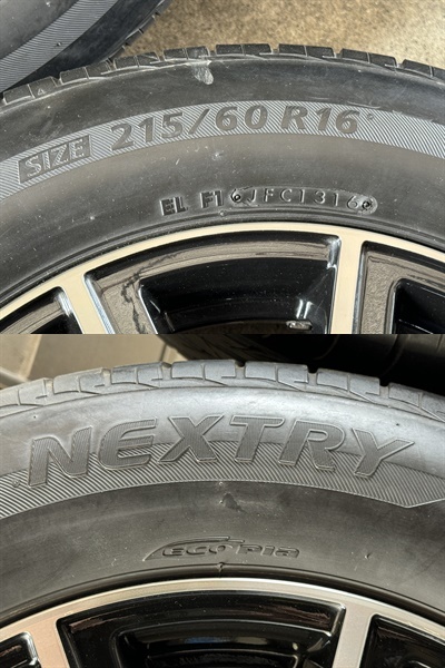 【中古】社外アルミ 16インチ 6.5J +35 114.3 5穴 BS ネクストリー 215/60R16 16年製　夏タイヤ4本セット！【全国送料無料！】 _画像3