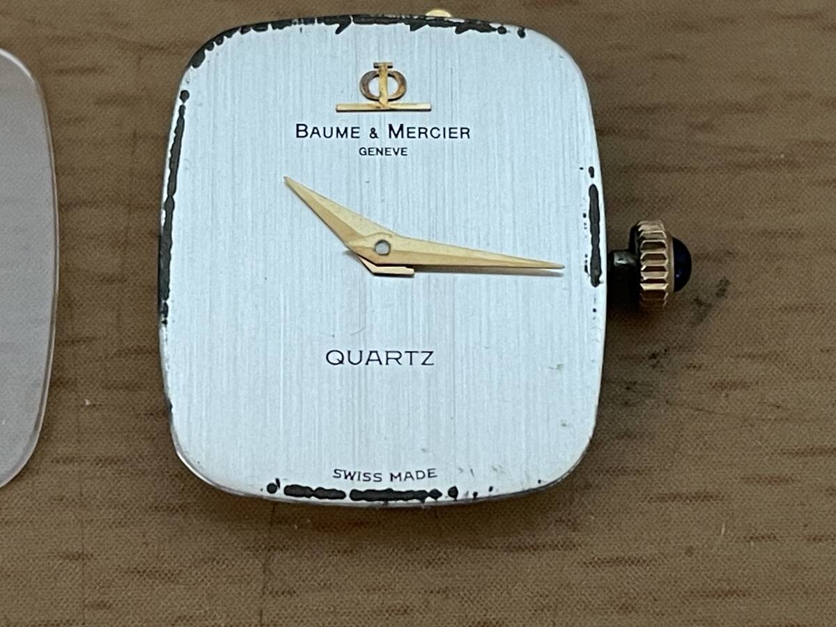 ■BAUME&MERCIER SWISS MADE 腕時計 ムーブメント 文字盤 風防 リューズ 針 パーツ 部品 ジャンク■_画像2