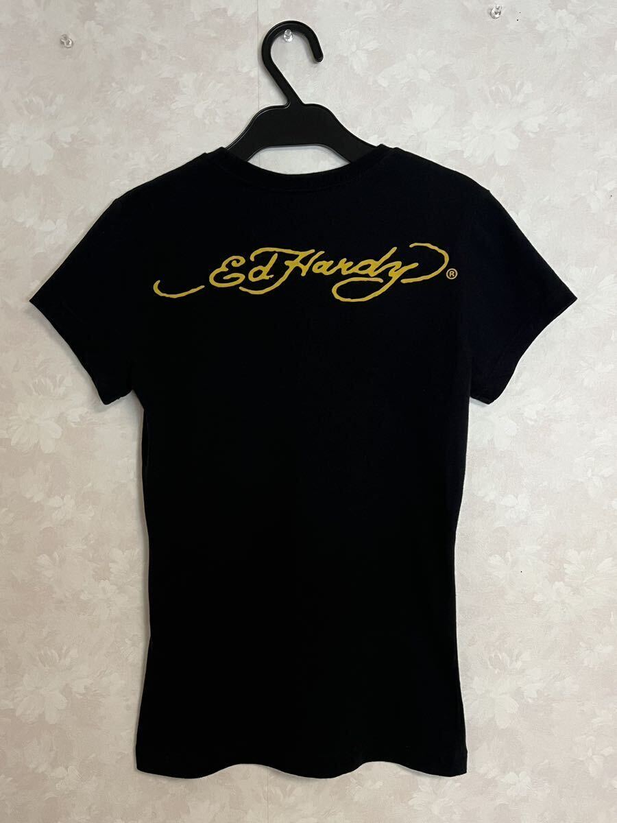正規品 美品 エドハーディー 刺繍 半袖 レディース Tシャツ XS ブラック / 綿100%_画像3