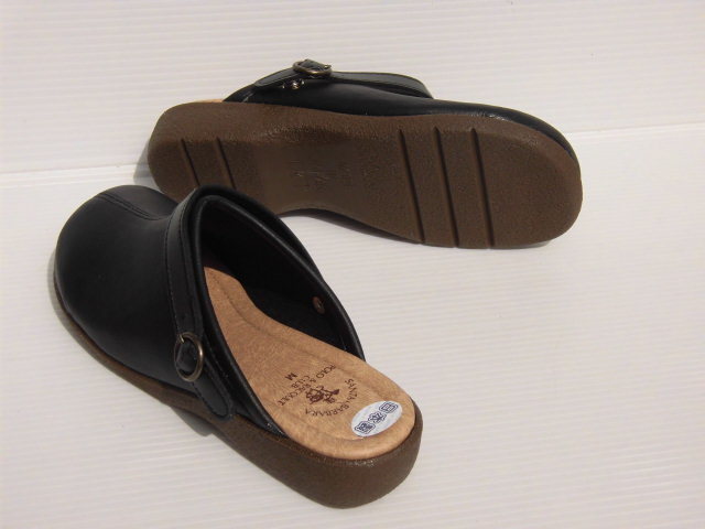 セール M ポロ 6880 黒 婦人 靴 レディース 日本製 2WAY サンダル 前かぶり つま先カバー オフィス 事務所 モード 履き サボ クロッグ_画像2
