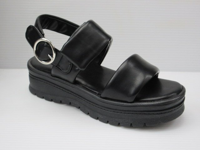  sale L soft sandals FR2010 black Mong Mong thickness bottom bilge Wedge heel woman lady's back band back belt strap 