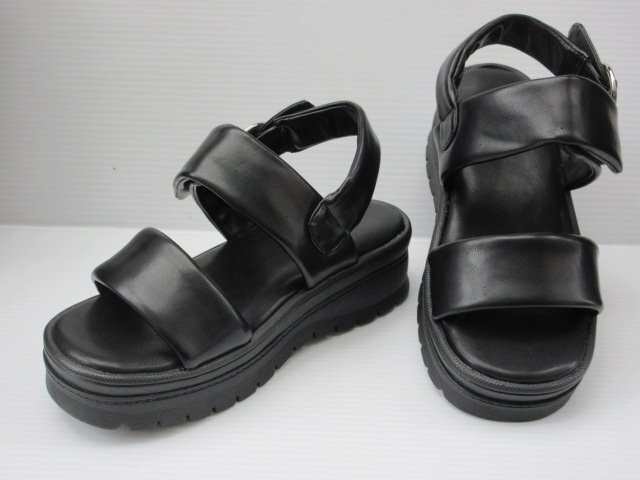  распродажа LL мягкость сандалии FR2010 чёрный Mong Mong толщина низ днище судна Wedge каблук женщина женский задний частота задний ремень ремешок 