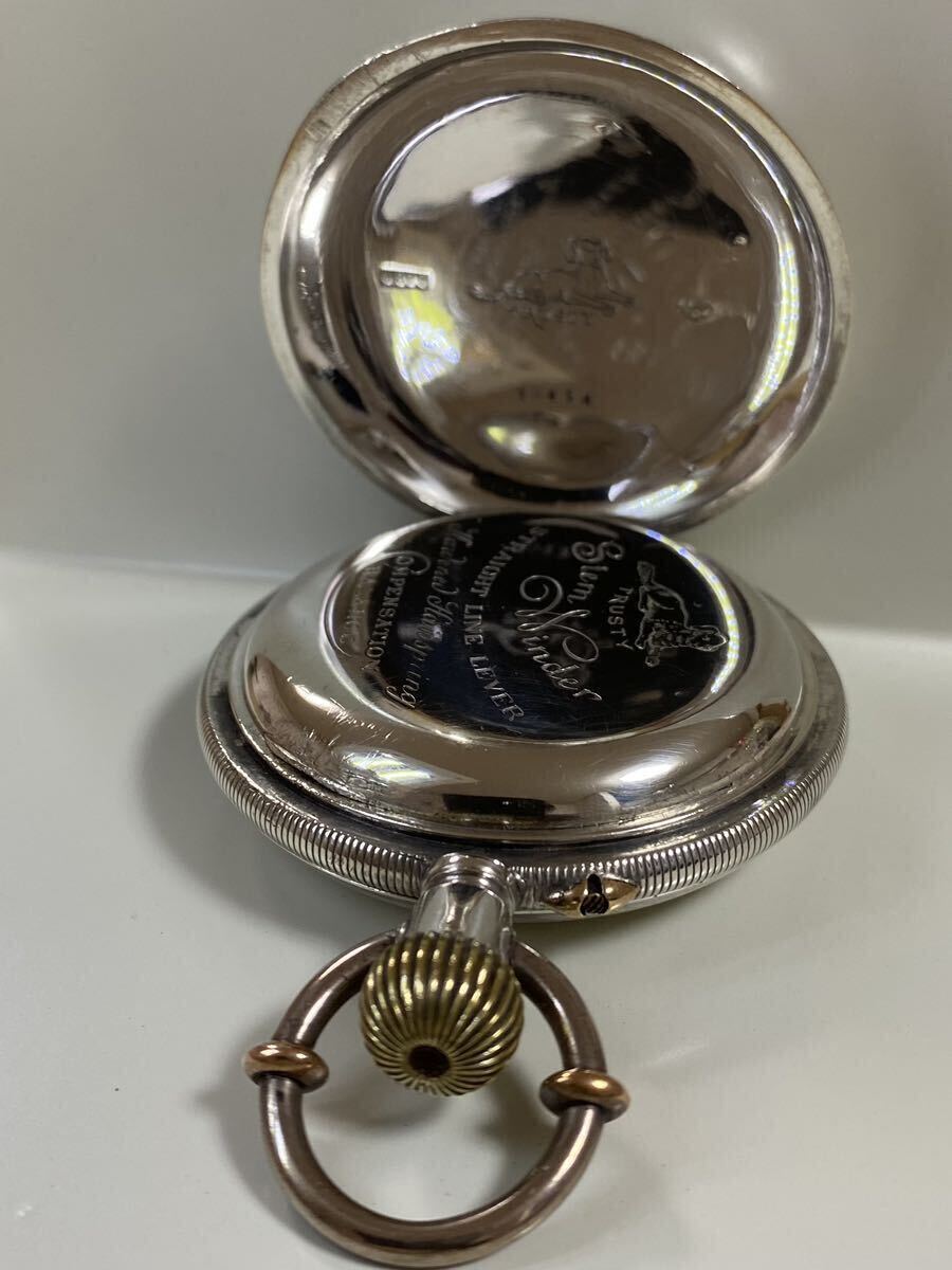商館時計 シュオーブフレール 銀無垢 稼働品 フルハンター タバン 懐中時計 手巻き アンティーク スモセコ の画像6