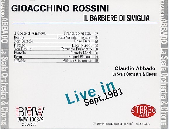 アバド：ロッシーニ・歌劇「セヴィリアの理髪師」全曲、1981年9月16日。_画像2