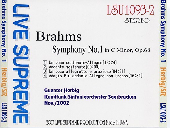 へルヴィッヒ：ブラームス交響曲第1番、ザールブリュッケン放送響、02年11月。_画像2