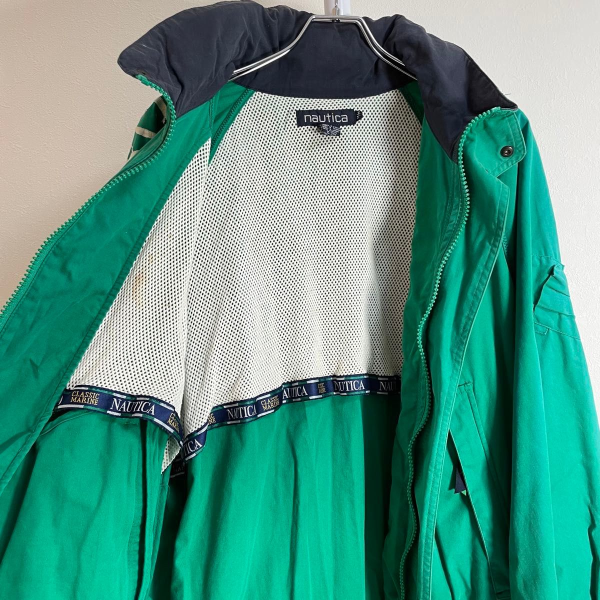 90s NAUTICA ノーティカ セーリングジャケット ブルゾン 刺繍 ロゴ グリーン f508