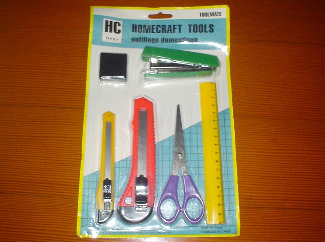 新品　ホームクラフト ツール ６点セット ツールメイト HOME CRAFT TOOLS TOOLMATE ホッチキス カッター2点 ハサミ メジャー スケール_画像1