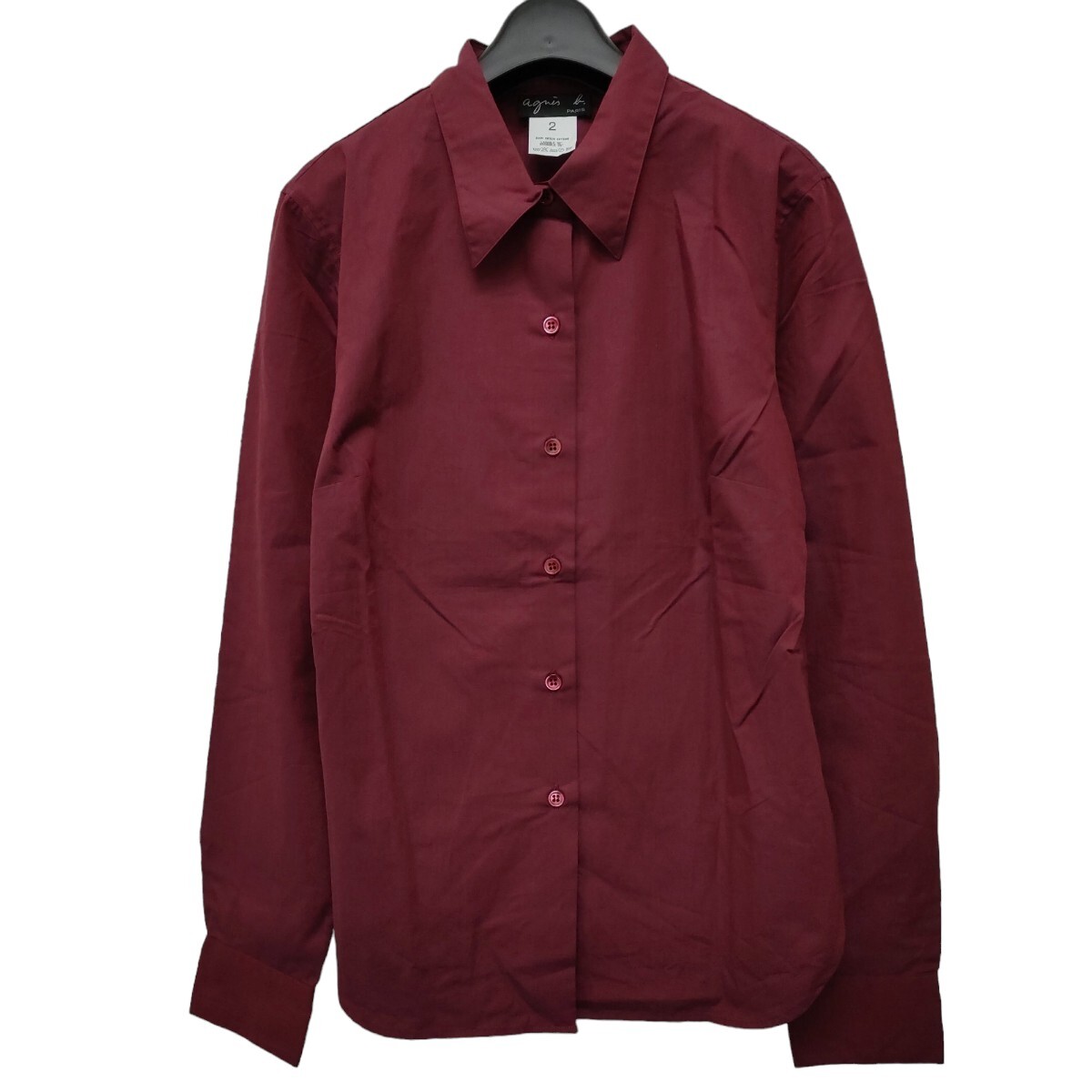 agnes b. / Agnes B lady's tops long sleeve button shirt long sleeve blouse 2 size ... color cotton 100% beautiful goods I-3585