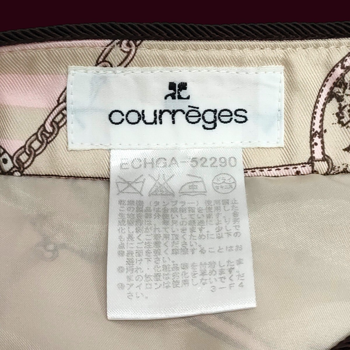 courreges/クレージュ レディース 膝丈 ひざ丈フレアスカート 薄手 ピンク系総柄 春夏服 高級感 40サイズ I-3622の画像5